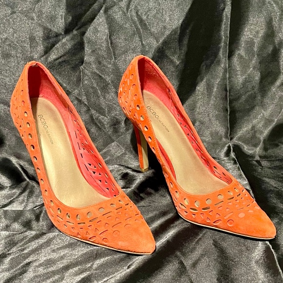BCBGeneration Leather Heel Red/Organge Size 8 M - Picture 3 of 4